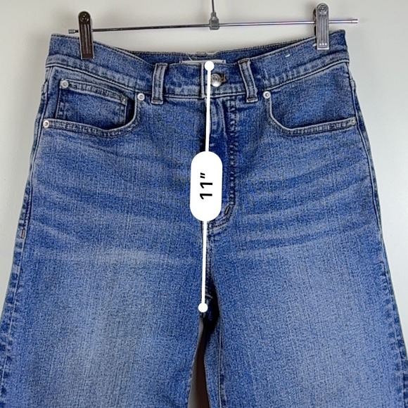 Madewell Flared Wide-Leg Jeans Medium Wash Raw Hem High Rise Women Size 27 - Picture 13 of 16